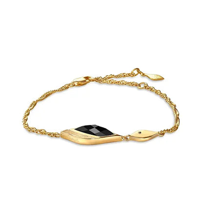 Lustre & Love Strength Onyx Bracelet in Gold Vermeil