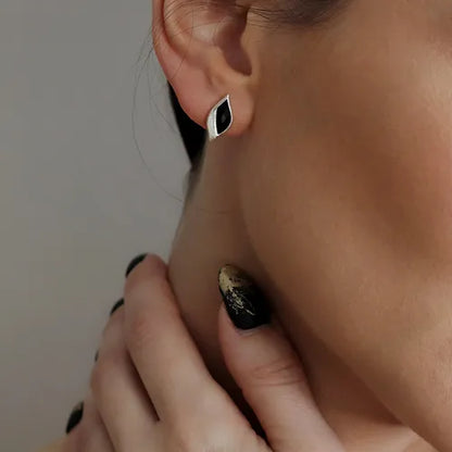 Lustre & Love Strength Onyx Stud Earrings in Sterling Silver