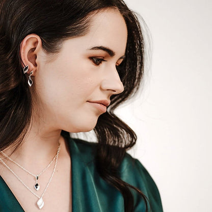 Lustre & Love Strength Onyx Dual Drop Earrings in Sterling Silver