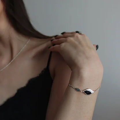 Lustre & Love Strength Onyx Bracelet in Sterling Silver