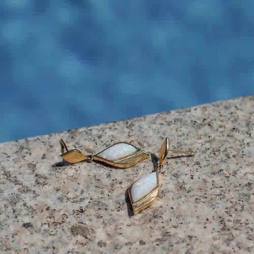 Lustre & Love Clarity Opal Earrings in Gold Vermeil