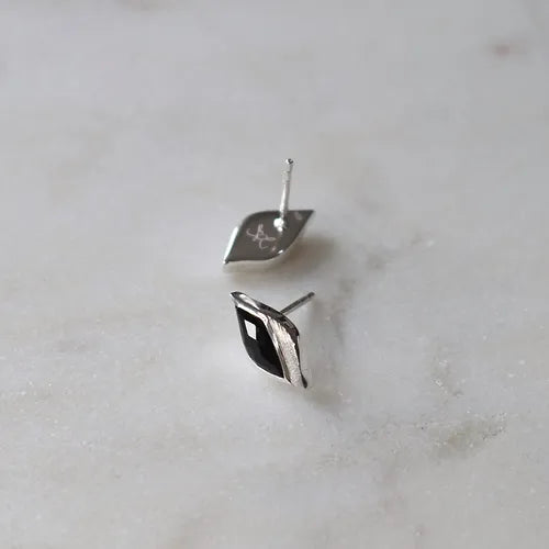 Lustre & Love Strength Onyx Stud Earrings in Sterling Silver
