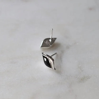 Lustre & Love Strength Onyx Stud Earrings in Sterling Silver