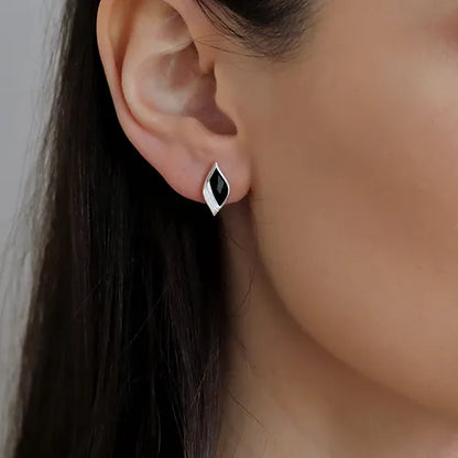Lustre & Love Strength Onyx Stud Earrings in Sterling Silver