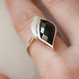 Lustre & Love Strength Onyx Ring in Sterling Silver