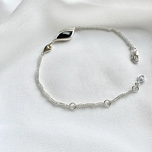Lustre & Love Strength Onyx Bracelet in Sterling Silver