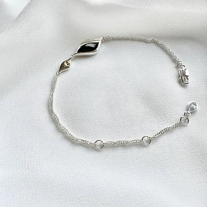 Lustre & Love Strength Onyx Bracelet in Sterling Silver