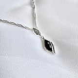 Lustre & Love Strength Onyx Dual Drop Necklace in Sterling Silver