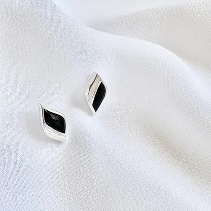 Lustre & Love Strength Onyx Stud Earrings in Sterling Silver