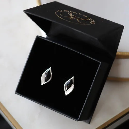Lustre & Love Strength Onyx Stud Earrings in Sterling Silver