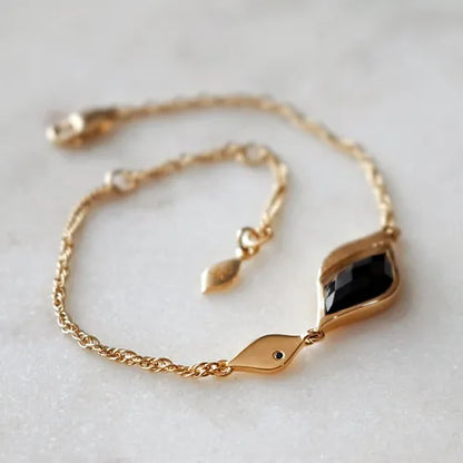 Lustre & Love Strength Onyx Bracelet in Gold Vermeil
