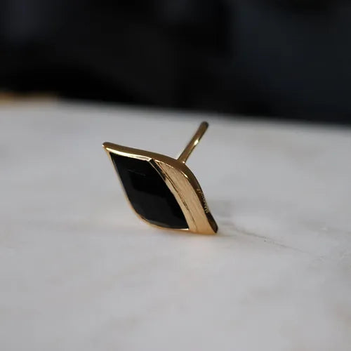 Lustre & Love Strength Onyx Stud Earrings in Gold Vermeil
