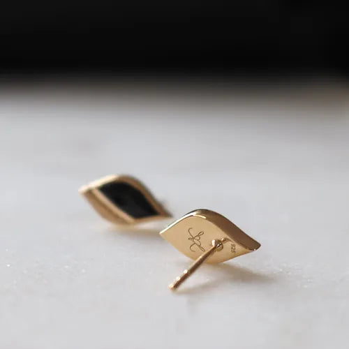 Lustre & Love Strength Onyx Stud Earrings in Gold Vermeil
