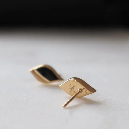 Lustre & Love Strength Onyx Stud Earrings in Gold Vermeil