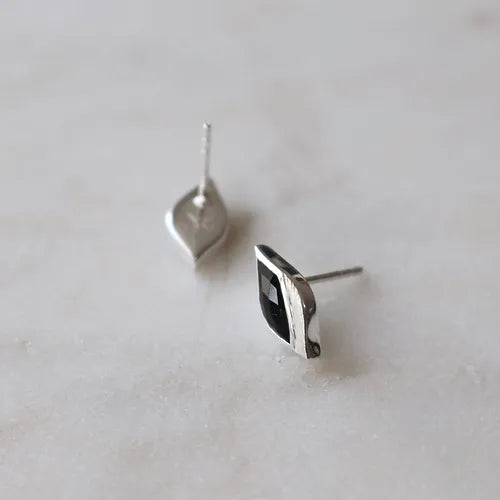 Lustre & Love Strength Onyx Stud Earrings in Sterling Silver