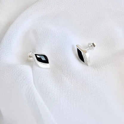 Lustre & Love Strength Onyx Stud Earrings in Sterling Silver