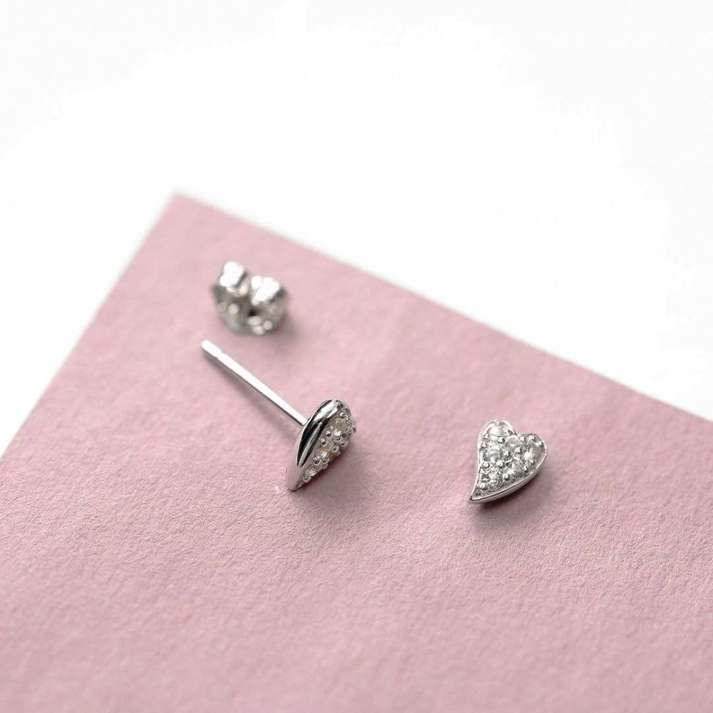 Kit Heath Desire Cherish Precious Pavé Heart Stud Earrings