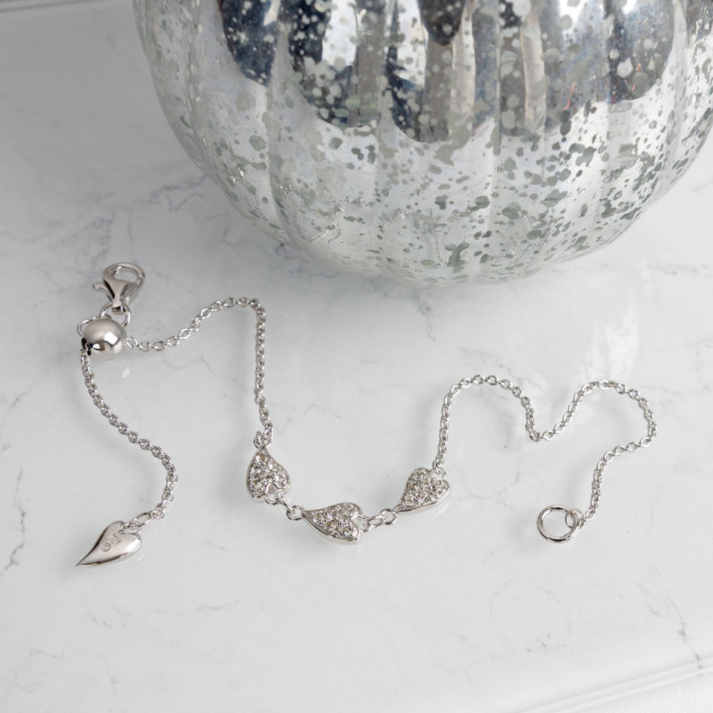 Kit Heath Desire Kiss Precious Pavé Heart Triplet Slider Bracelet