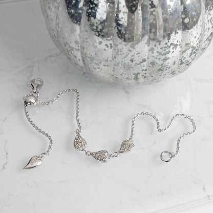 Kit Heath Desire Kiss Precious Pavé Heart Triplet Slider Bracelet