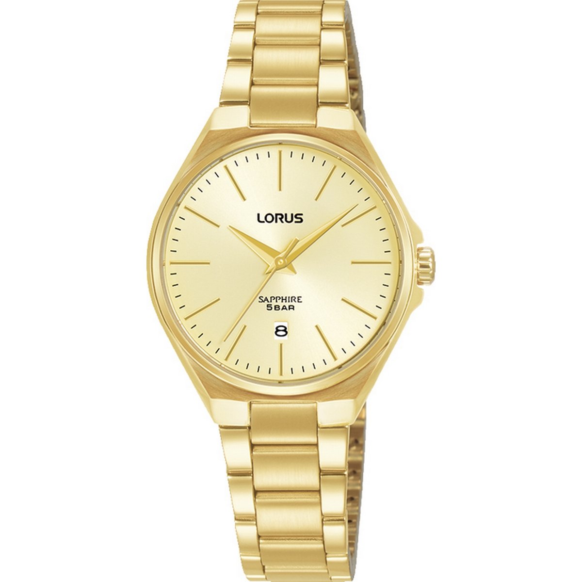LORUS QUARTZ LADIES GOLD PLATED CHAMPAGNE DIAL BRACELET WATCH