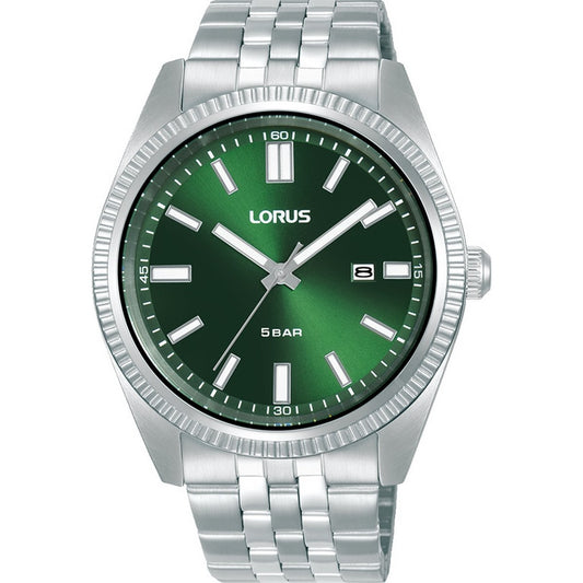 LORUS QUARTZ GENTS STAINLESS STEEL GREEN DIAL BRACELET WATCH
