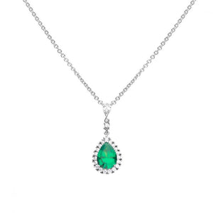 DF Green Diamonfire Zirconia Teardrop Necklace With Pave Surround with chain