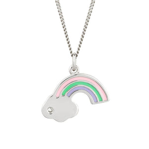 D for Diamond Recycled Silver Rainbow Necklace With Enamel And Diamond