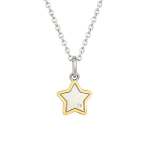 D for Diamond Silver and Gold Plate Star Pendant and Chain with Diamond
