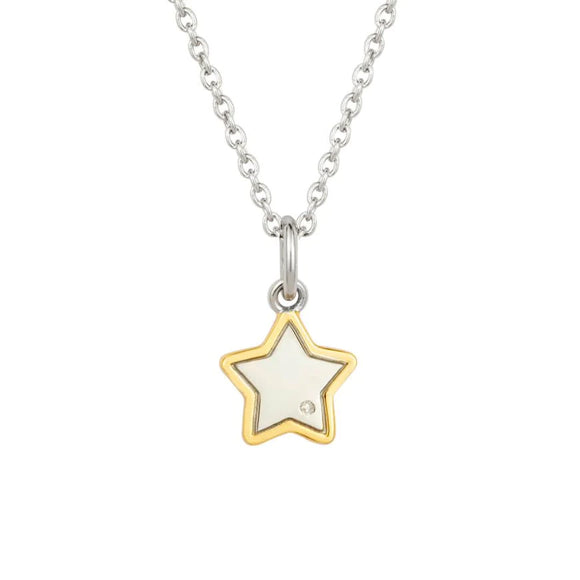D for Diamond Silver and Gold Plate Star Pendant and Chain with Diamond