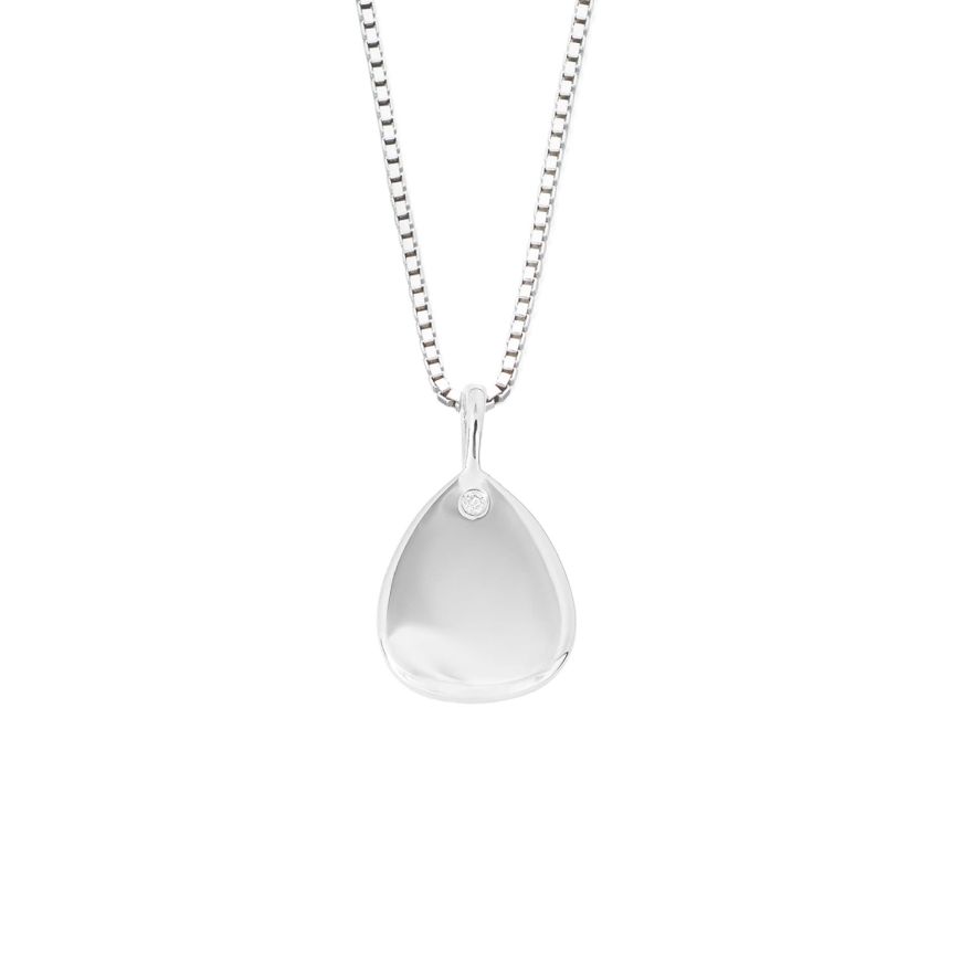 D for Diamond Droplet Tag Pendant With Diamond In Recycled Silver
