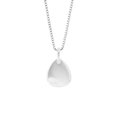 D for Diamond Droplet Tag Pendant With Diamond In Recycled Silver