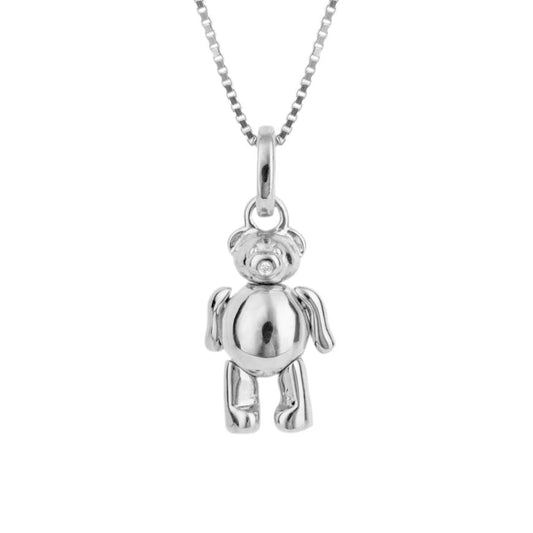D for Diamond Teddy Bear Pendant and Chain with Diamond