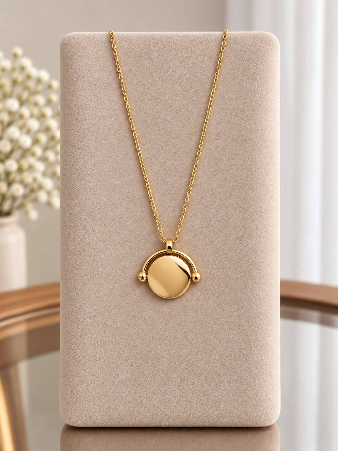 9ct Yellow Gold Plain Spinner and Chain
