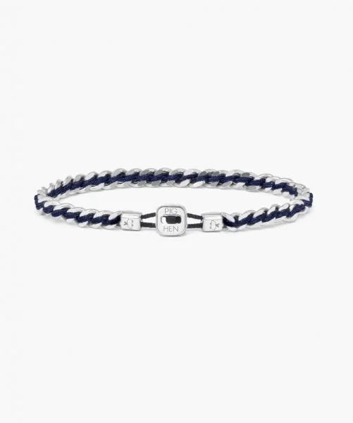 Pig & Hen Catena Curb Navy| Silver