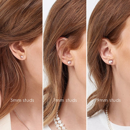 Jersey pearl Yellow gold Button Pearl Stud Earrings 7mm