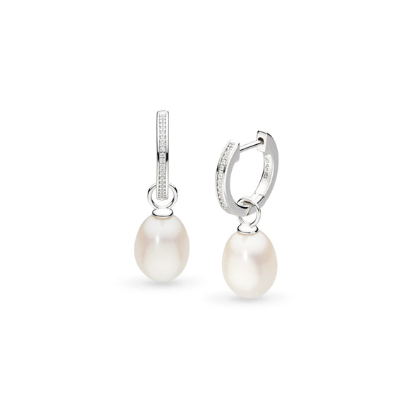 Kit Heath Revival Classic Pearl Glitz CZ Hoop Drop Earrings