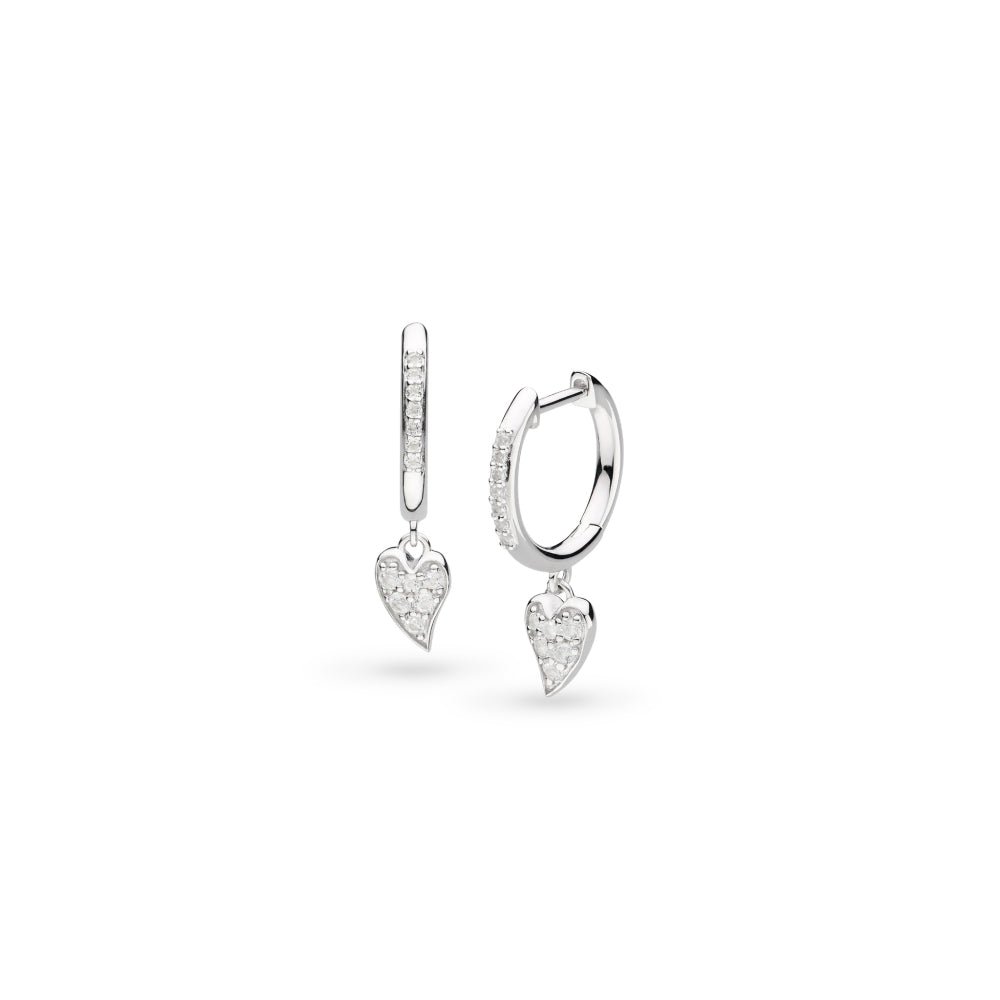 Kit Heath Desire Kiss Precious Pavé WT Heart Hinged Hoop Drop Earrings