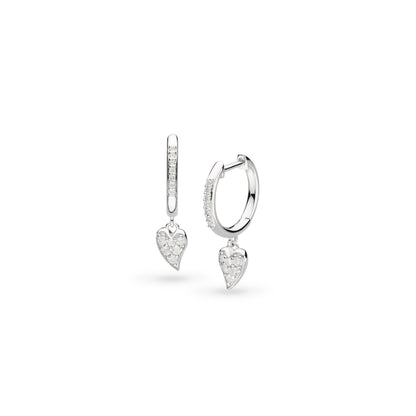 Kit Heath Desire Kiss Precious Pavé WT Heart Hinged Hoop Drop Earrings