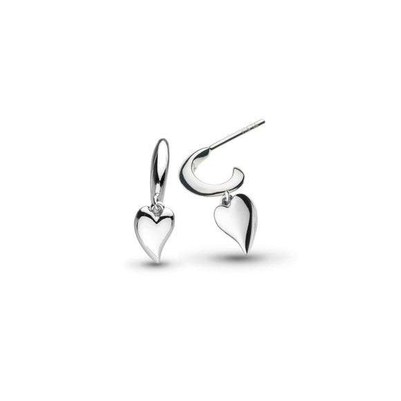 Kit Heath Desire Kiss Mini Heart Semi Hoop Stud Drop Earrings