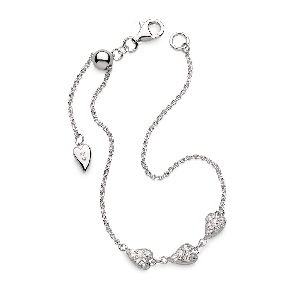 Kit Heath Desire Kiss Precious Pavé Heart Triplet Slider Bracelet
