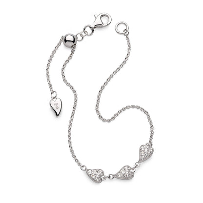 Kit Heath Desire Kiss Precious Pavé Heart Triplet Slider Bracelet