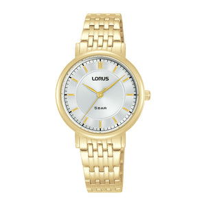 Lorus Ladies G/P White Dial Bracelet Watch