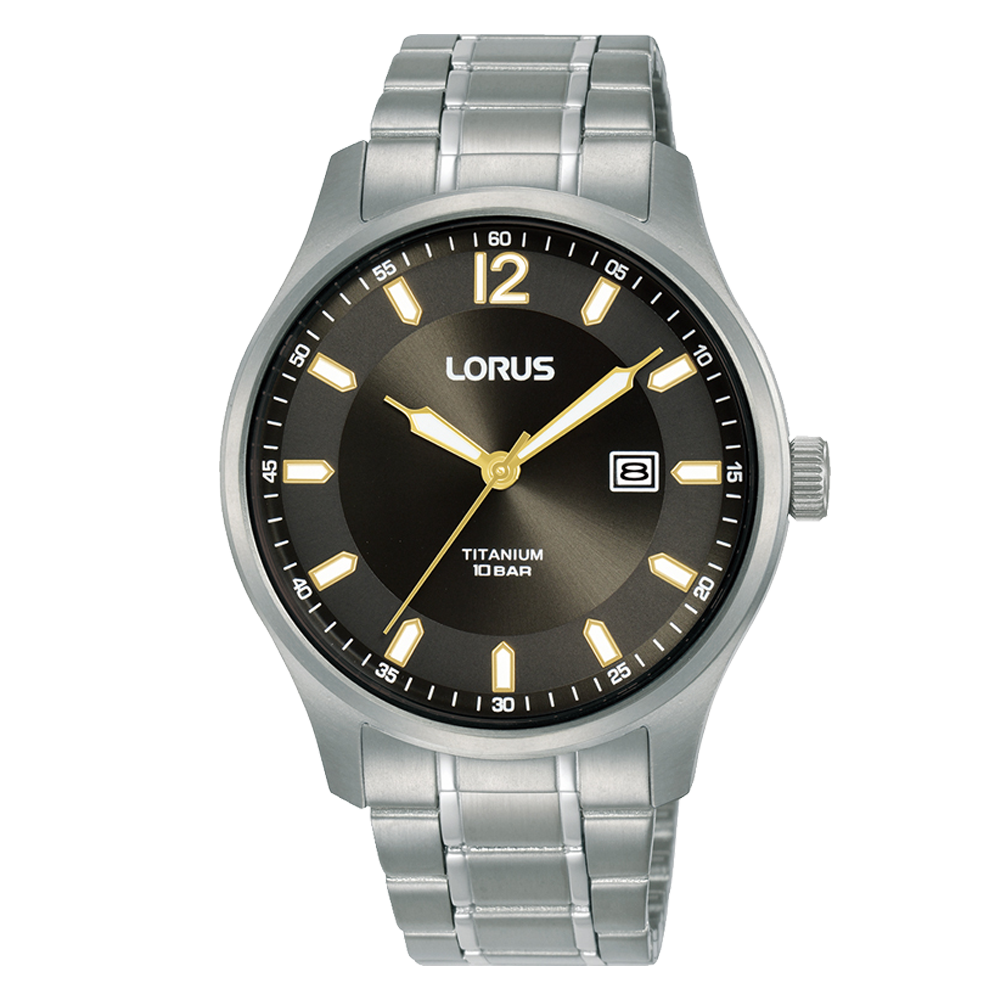 Lorus Gents Titanium Black Dial Bracelet Watch