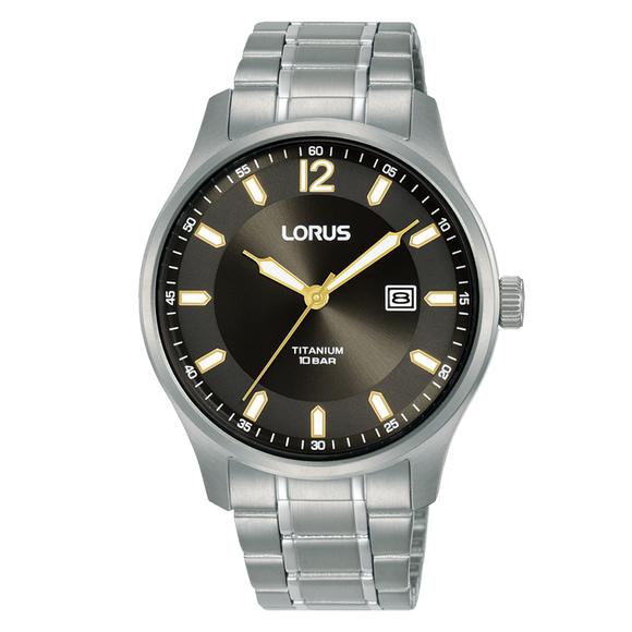 Lorus Gents Titanium Black Dial Bracelet Watch