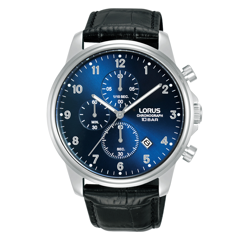 Lorus chronograph gents blue dial strap watch
