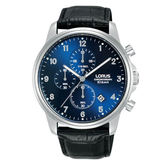 Lorus chronograph gents blue dial strap watch