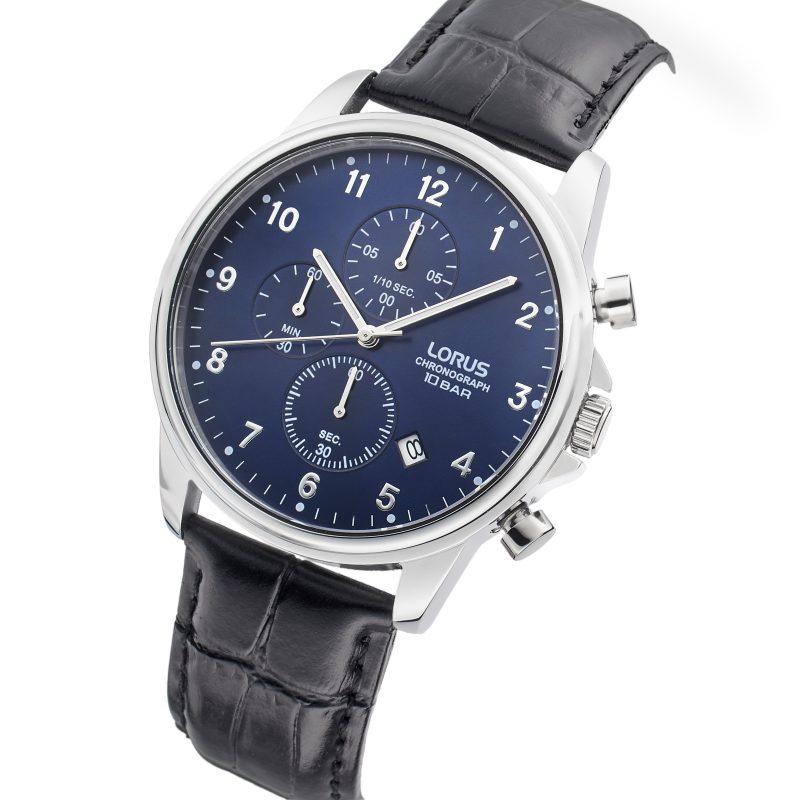 Lorus chronograph gents blue dial strap watch