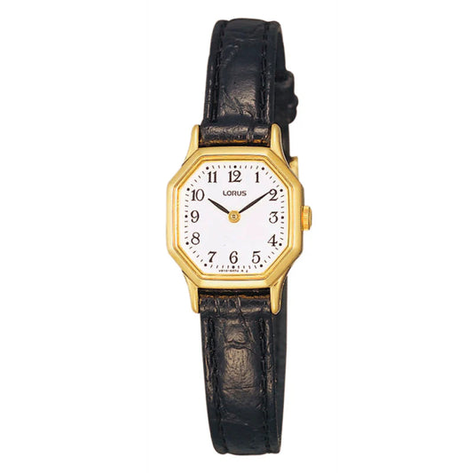 Lorus Ladies Octagonal Gold Plate Case Strap Watch