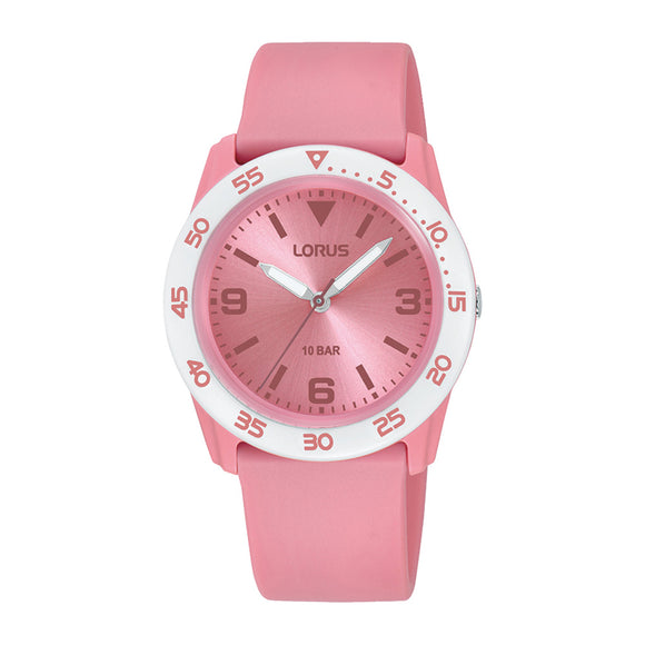 Lorus Kids Pink Dial Silicone Strap Watch