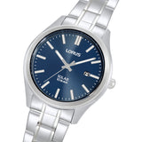 Lorus Solar Blue Dial Stainless Steel Mens Watch